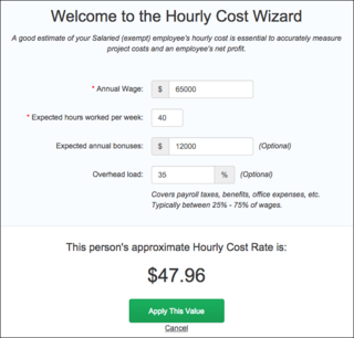 ClickTime Hourly Cost Wizard