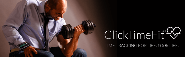 ClickTimeFit business man lifting weights