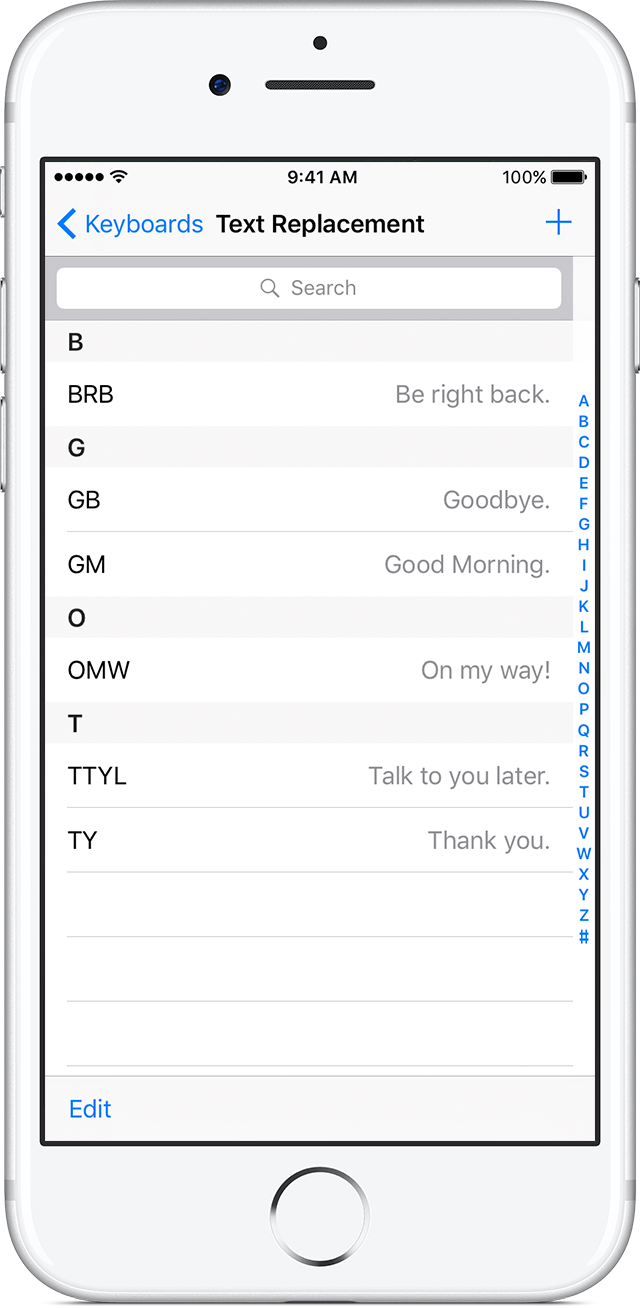 text replacement apple screenshot
