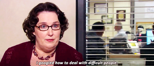 Phyllis googles dealing with difficult people gif