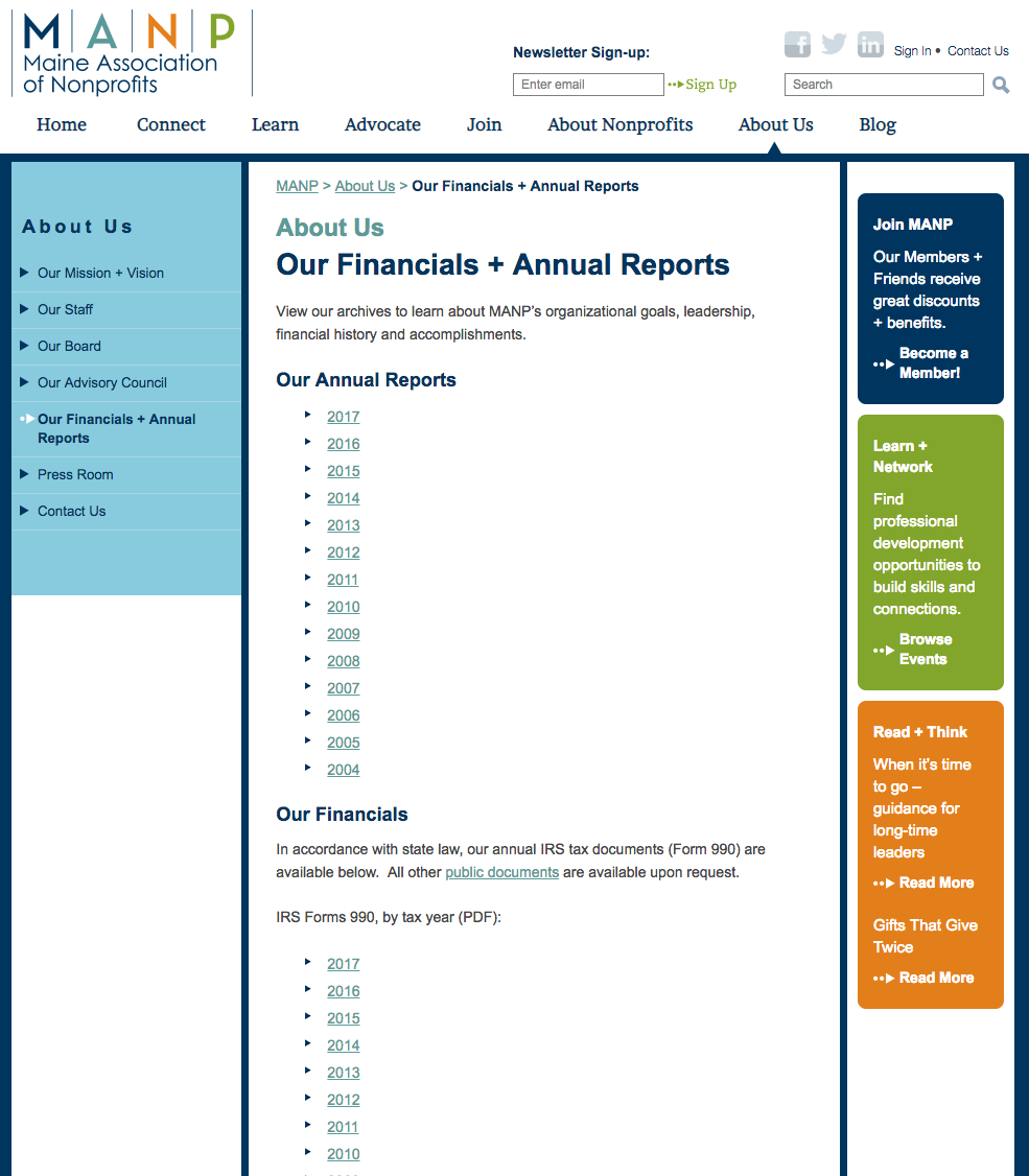 manp annual report links