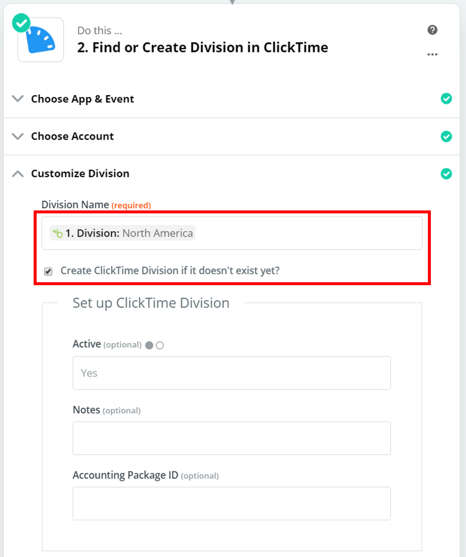 bamboohr step 5 clicktime division customize