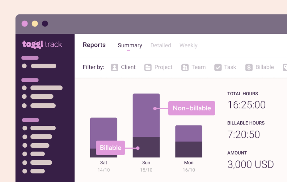 Toggl billable hours report