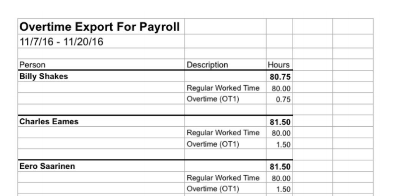 Overtime Reports - clicktime overtime payroll export