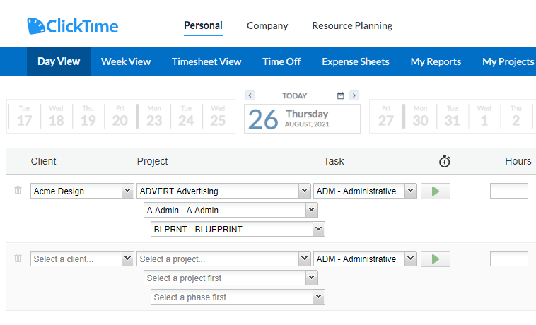 Time Tracking for Architecture - client project phase