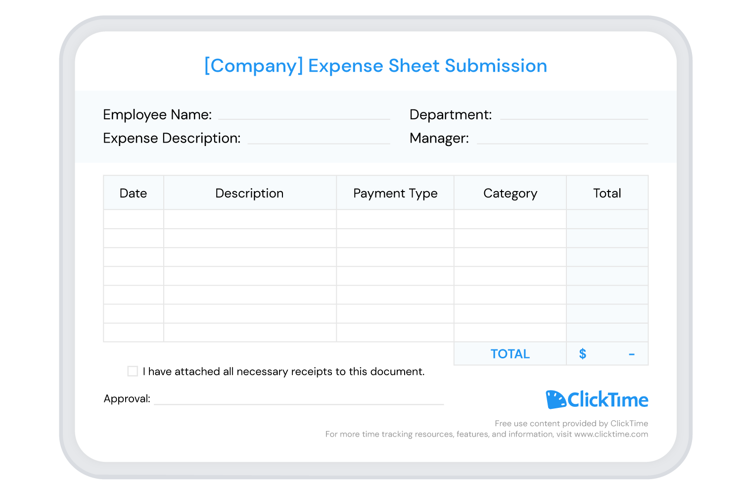 Expense Sheet - report template