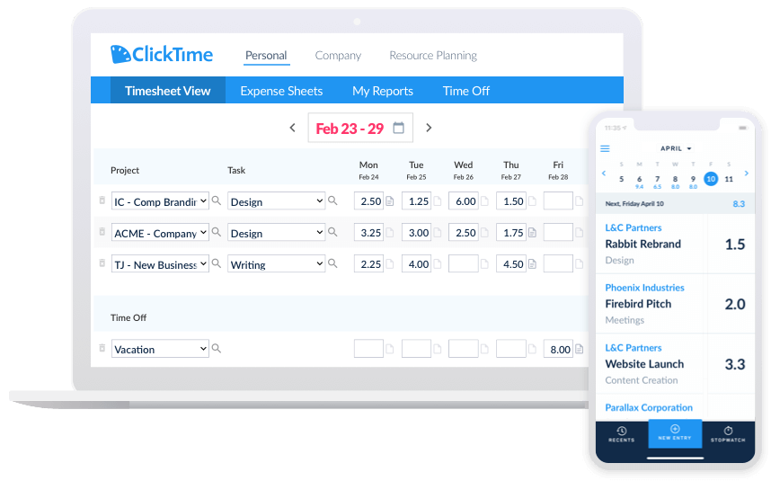 Billable Hours Template - laptop and mobile