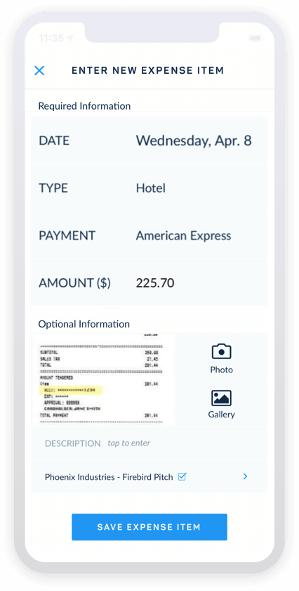 mobile expense receipt upload