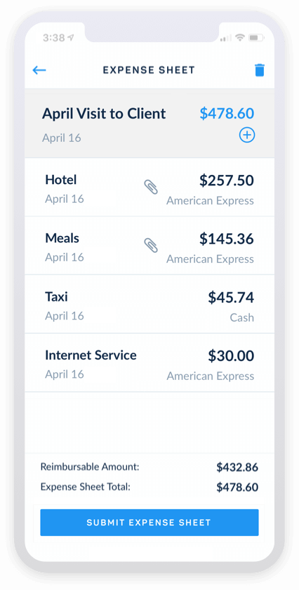 Time Tracking App - mobile expenses
