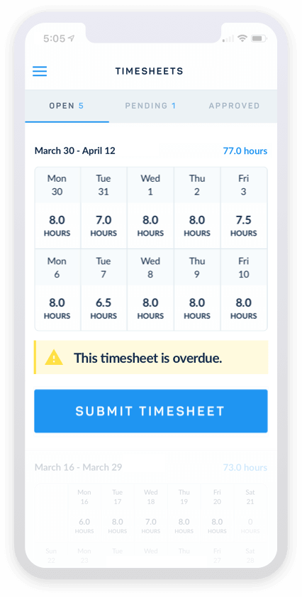 overdue timesheet mobile notifications