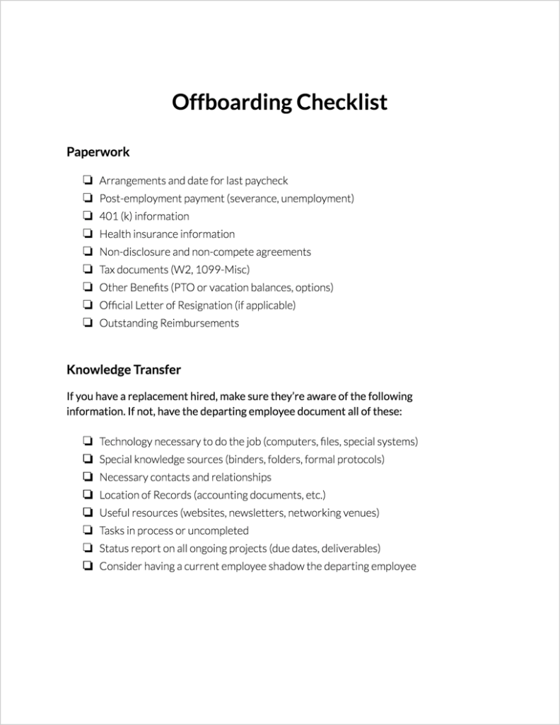 Offboarding Checklist | ClickTime