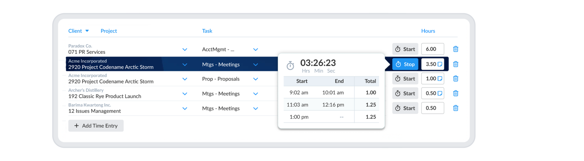 stop watch timesheet